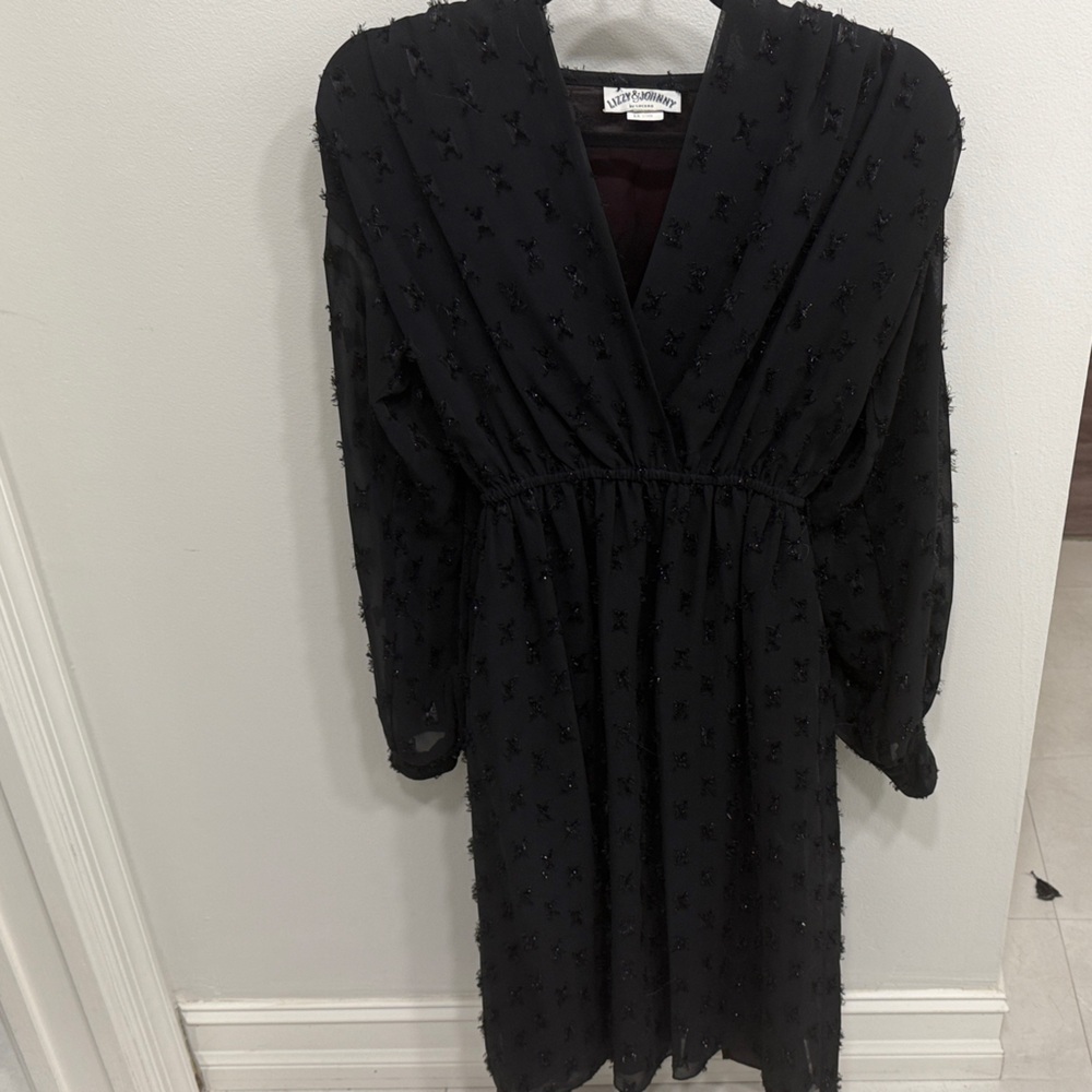 Lizzy & Johnny Black Dress with Textured Details